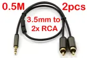 2x 0.5 Metre Male Stereo 3.5mm to 2x RCA Plug Audio Jack Cable Cord Lead 0.5M