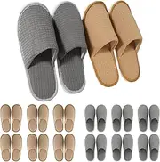 12 Pairs of Disposable Slippers, Coral Fleece Spa Slippers, Closed-Toe Slippers for Guests, Non-Slip Indoor Slippers for Hotels, Spas, Beauty Salons, Hospitals, Gray, Beige, 6-11 Women/7-12 Men