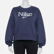 NEW Nike Sweatshirt Plus Size Pullover Retro Crushed Velvet Logo Blue Size 1X