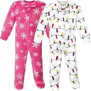 [HUDSON BABY] Unisex Baby Plush Sleep and Play, Pink Christmas Lights, 0-3 Months