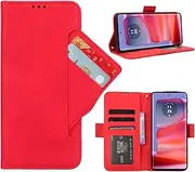 [GoshukunTech] Phone Cover for Motorola Edge 50 Pro 5G,for Moto Edge 50 Pro 5G Wallet Case[ 5 Card Slots Leather Wallet ] Soft TPU Inner Case Flip Cover Stand Feature-Red