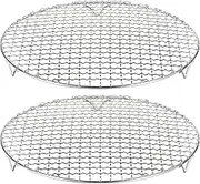uxcell 2pcs Round Cooking Rack 10.6-inch 201 Stainless Steel Cross Wire Barbecue Grill Net with 20mm Legs for Cooking Baking Steaming BBQ