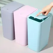 3 Pack Bathroom Small Trash Can with Lid,10L / 2.6 Gallon Slim Garbage Bin Waste