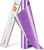 HTVRONT Purple Glitter HTV Heat Transfer Vinyl Rolls - 10" x 8ft Purple Glitter HTV Vinyl for T-Shirts, Glitter Iron on Vinyl for All Cutter Machine - Easy to Cut & Weed for Heat Vinyl Design (Purple)
