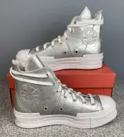 Converse Chuck 70 Plus Shoes Women Sz 8 Silver Metallic Sneakers Hi High Top