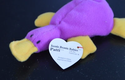 Vintage TY Beanie Babies Patti The Platypus Purple 1993 New With Tags