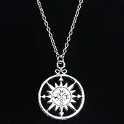 [ZOJK] Necklace 36X27Mm Circle Compass Pendant Short Long Women Men Colar Gift Jewelry Choker