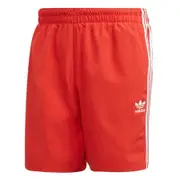 Adidas Mens Lush Red 3-Stripes Swim Shorts Swimwear