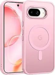 [YINLAI] for Google Pixel 9a Case, [Compatible with MagSafe] Skin-Friendly Touch Magnetic Slim Shockproof Protective Phone Cases for Google Pixel 9a 6.3", Translucent Matte Pink