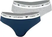 [Girl Athena] Girls' Ultra Douceur Underwear, Titanium Blue/Grey