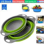 Collapsible Colanders, Space-Saving Food-Grade Silicone Strainers (Green)