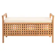 Wooden Storage Bench With Cushion Stylish Bedroom Hallway Living Room Decor Seat