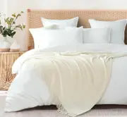 Micro Plush Knitted Woven Throw Blanket - Snow