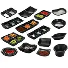 Multi-grid Melamine Sauce Dishes Black Hot Pot Dipping Dish For Storage Plate