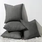 Set of 4 Decorative Grey Velvet Throw Pillow Covers Double-Sided (18x18 Inch)