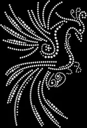 Rhinestone Bling Sparkle Iron On Transfer DIY Phoenix Bird White Crystal