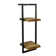 CR Live Edge Solid Timber Metal Frame 2 Tier Shelf