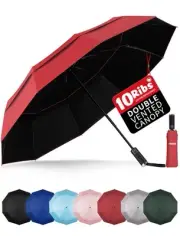 Double Vented Canopy Travel Umbrella, Automatic Umbrellas for Rain - Windproo...