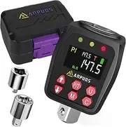 ANPUDS 1/2" Digital Torque Adapter, 7.4-147.5 Ft-lb/10-200 Nm, Digital Torque Wrench Converter with ±1% Accuracy, Preset Value, Data Storage, Buzzer & LED Indicators, 3/8'' & 1/4'' Adapters for Car