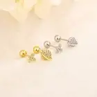 1Pair Star Ear Studs Helix Cartilage Screw Earring Zircon Shining Ear Studs`