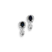 14K White Gold Real Diamond u0026 Sapphire J Hoop Post Earrings