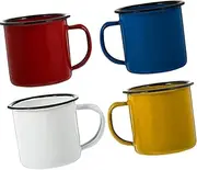 Alipis Mini Enamel Mugs Camping Mug Set, Round Coffee Tea Milk Cup with Handle Portable Camp Drinking Cups Water Mug, 4Pcs