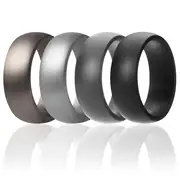 ROQ Silicone Wedding Ring Set - Metal-Silver by ROQ for Men - 4 x 11 mm Ring