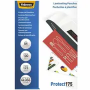 Fellowes Protect Laminating Pouch Gloss 175 Micron A4 Clear Pack 100