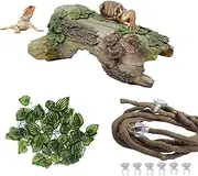 PINVNBY Reptile Hollow Tree Trunk Decor,Resin Habitat Log Cave Hideout Decoration Aquarium Decaying Trunk Driftwood Ornament for Lizard Bearded Dragon Frog Snake Spider Crested Gecko Betta Shrimp