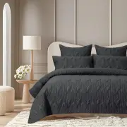Accessorize 400 Thread Count Bamboo Cotton Charcoal Coverlet Set