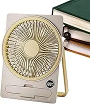 Small Fan, USB Rechargeable Mini Fan, Portable Personal Desktop Electric Lcd Digital Display Hangable Standing Cooling Tool for Office Dormitory Student Bedroom Home