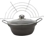 OKUMEYR Japanese Style Deep Fryer Pot Carbon Steel Frying Pan Drainer Non Stick Tempura Frying Pot Drainage
