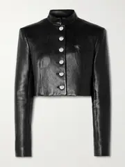 [KHAITE] KHAITE - Samuelson Cropped Leather Jacket - Black - US6 US 6 Black
