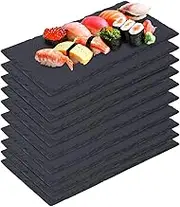 IHDYPPEW Slate Cheese Boards, 10 Pack 8.7 x 6 Slate Plates Black Charcuterie Boards - Natural Stone Serving Tray with Soapstone Chalks for Parties, Gifts, and Special Events.