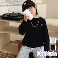 在飛比找momo購物網優惠-【UniKids】現貨 中大童長袖T恤 潮酷笑臉 男大童裝女