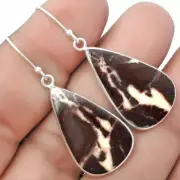 Natural Coffee Zebra Jasper 925 Sterling Silver Earrings Jewelry E-1001