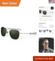 Mens or Womens Aviator Sunglasses, Matte Chrome, Classic, Polarized and Non-P...