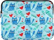 Laptop Sleeves 13, 13.3, 14 Inch Playful Cartoon Cats Blue Shockproof Protective Notebook Case Portable Electronic Device Cover