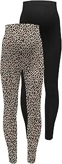 [ONLY MATERNITY] Women's Olmlovely Life New Leg 2 Pack AOP JRS Noos (Pack of 2), Black
