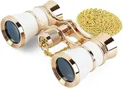 Classic Foldable Opera Glasses, 3X25 Theater Glasses with Necklace, Retro Binocular Musical Concert Opera Binoculars for Adults Kids Women/36 (Color : White, Size : One-Size)