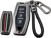 ontto Alloy Car Key fob Cover Fit for Mitsubishi Outlander 2022 2023 Smart Key case Keyring Silicone Key Shell Holder Bag Keychain Protection Accessories Black A