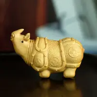 在飛比找Yahoo!奇摩拍賣優惠-文玩木雕 黃楊木雕擺件犀牛手把件動物雕刻家居飾品中式工藝品