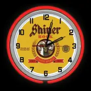 Shiner Bock Beer Sign 19" Red Double Neon Clock Texas Brewery
