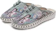 GHAKKE Ethnic Style Embroidered Shoes Chinese Traditional Kung Fu Tai Chi Shoes Comfort Round Toe Martial Art Sports Shoes Lightweight Slip On Shoes for Women(Light green,6.5)