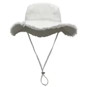Womens Cotton Sun Hat Floppy Wide Brim Bucket Hat Foldable One Size White