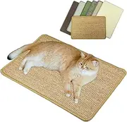 Pethave Cat Scratcher Mat, 23.6 x 15.7inch,Natural Sisal Cat Scratchers for Indoor Cats with Velcro Tapes,Cat Scratching Pad Rug,Horizontal Cat Scratching Mat Protect Furniture and Sofas (Brown)