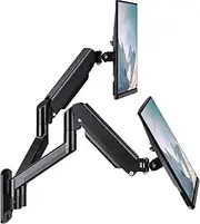 WALI Dual LCD Monitor Fully Adjustable Gas Spring Wall Mount Fit 2 Screens VESA up to 32 inch, 19.8 lbs. Weight Capacity per Arm (GSWM002), Black, Dual Arm