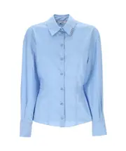 Patrizia Pepe Embellished Collar Blouse 40 sky-blue