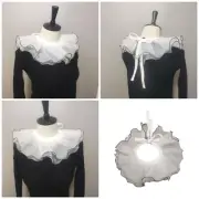 White Organza Collar Detachable Ruffle Trim Faux Collar Dresses Sweater Shawl