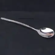 Solid S999 Fine Silver Healthy Tableware Bless Fu Handle Soup Spoon 6.1inch L
